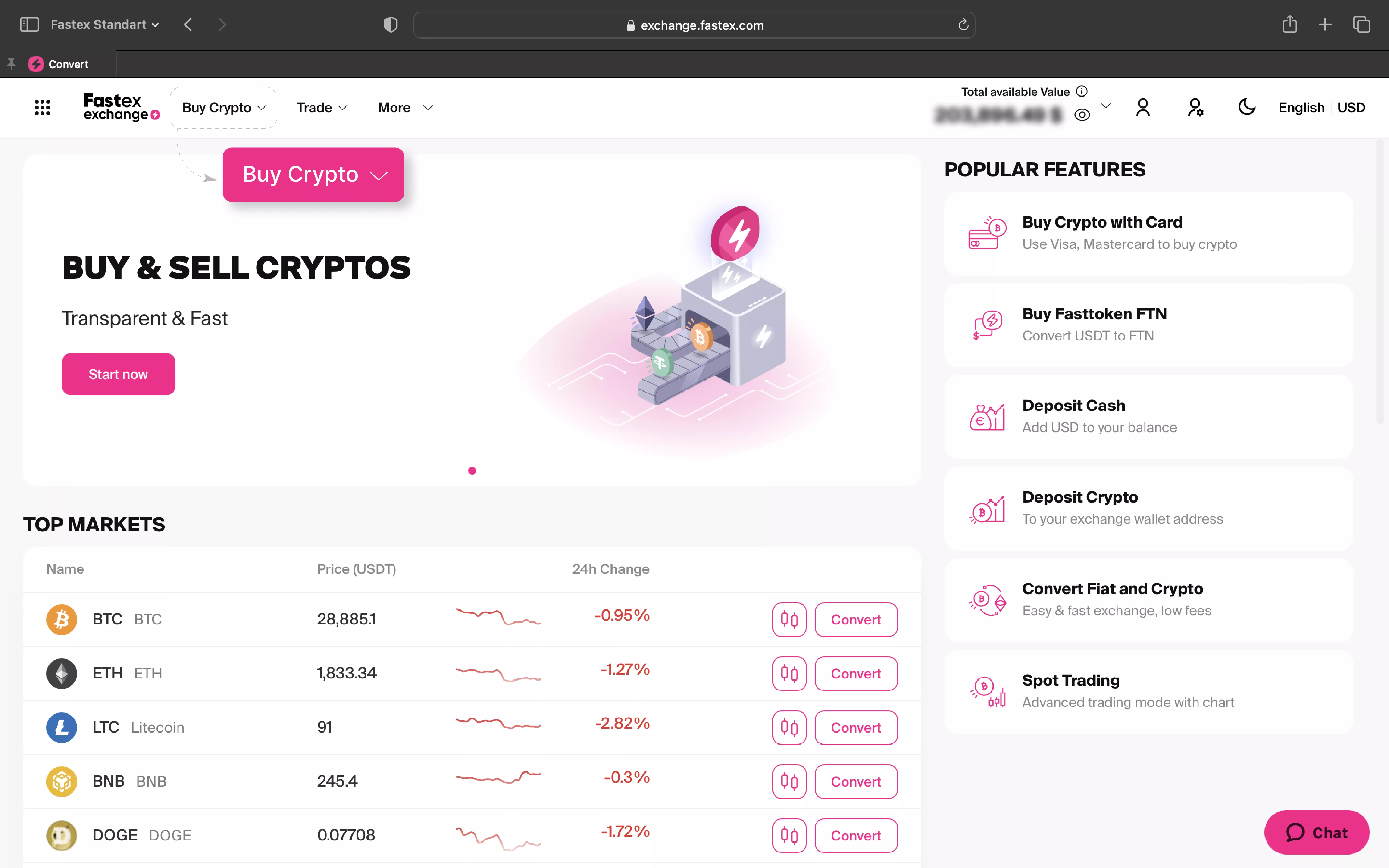 Buy crypto button